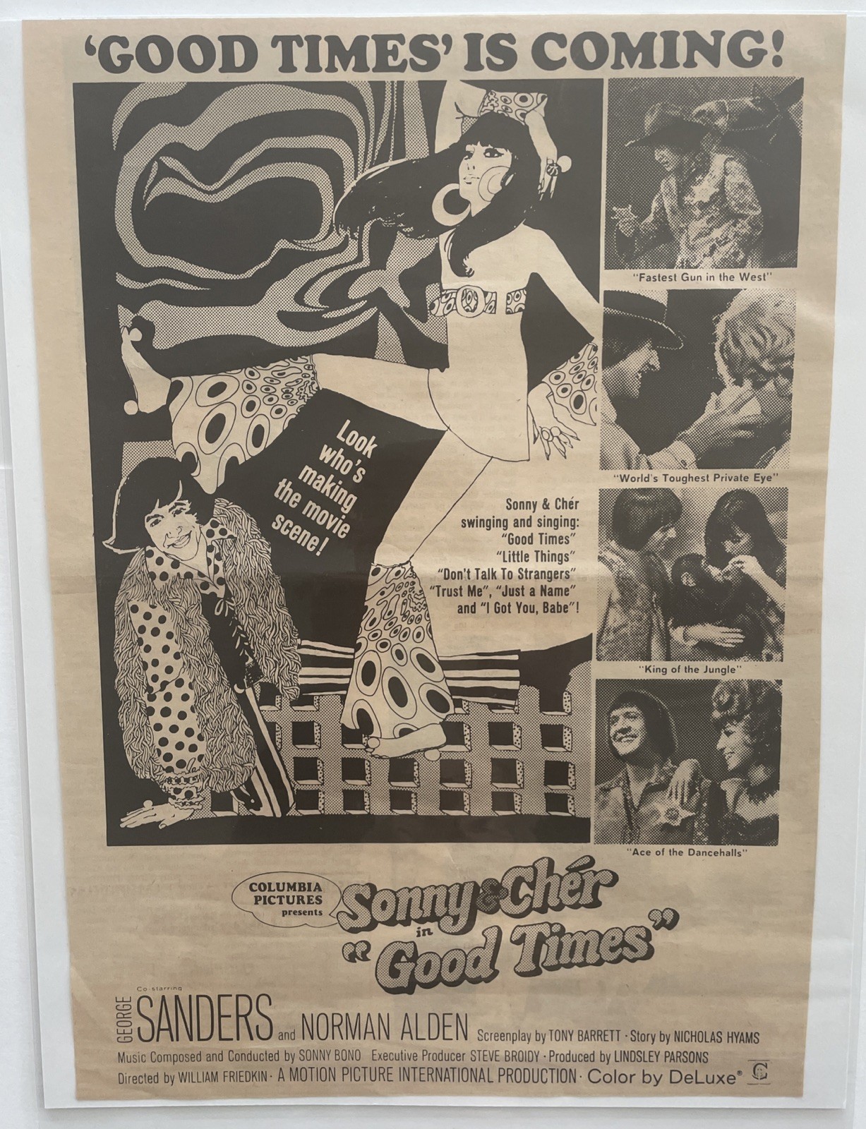 1967 SONNY & CHER , Good Times, Film Promo Ad