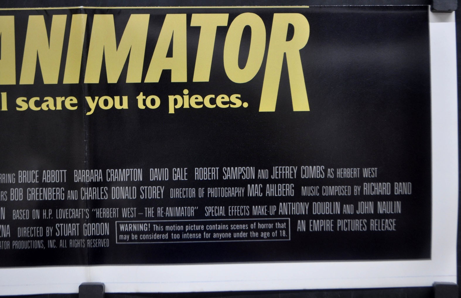 Re-Animator 1985 ORIG 27X41 ART-STYLE NM MOVIE POSTER JEFFREY COMBS BRUCE ABBOTT