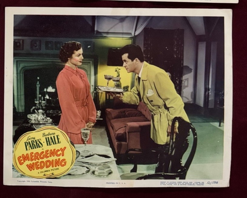 EMERGENCY WEDDING LOBBY CARDS (8) 1950 LARRY PARKS BARBARA HALE