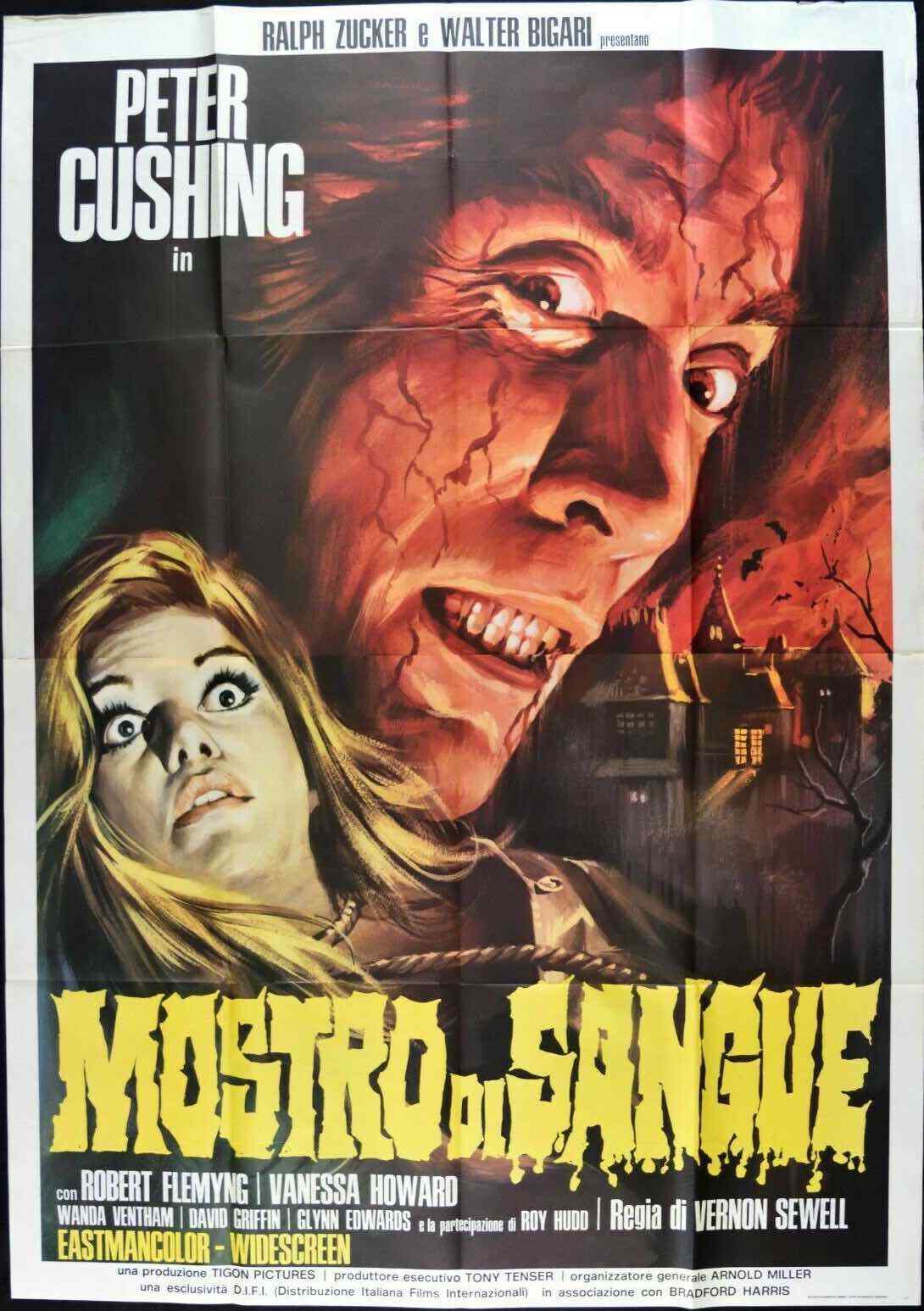 BLOOD BEAST TERROR Italian 4F movie poster 55×79 PETER CUSHING HORROR CASARO 67