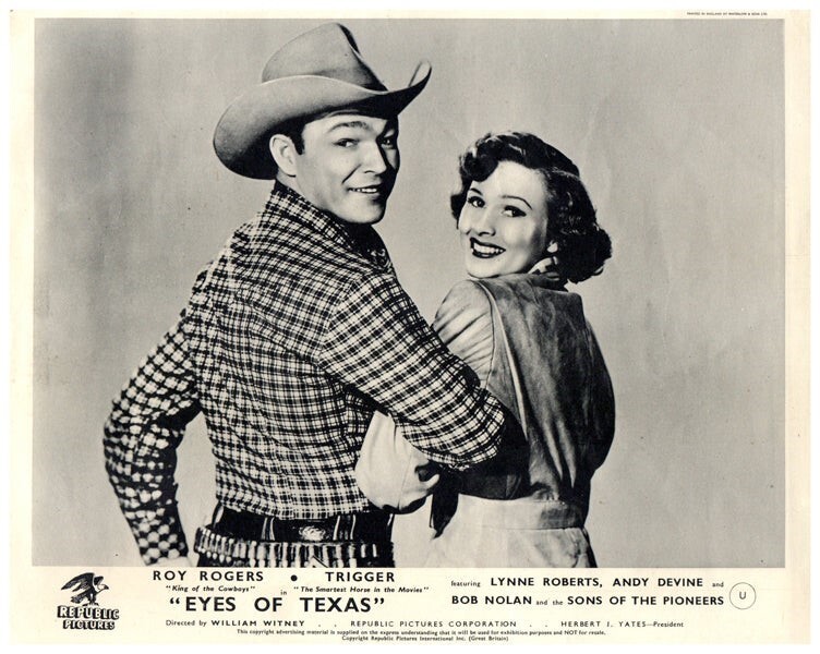 Eyes of Texas Original Lobby Card Roy Rogers Lynne Roberts 1948 Western Portrait