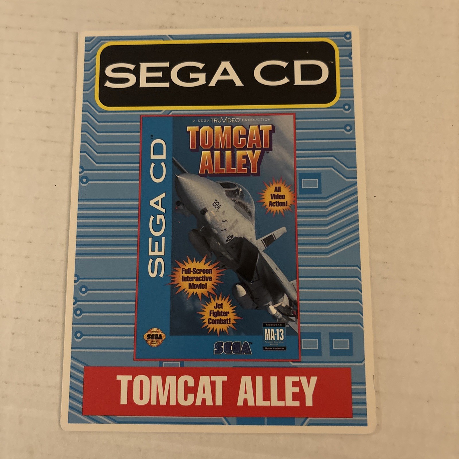 Sega CD Tomcat Alley VIDPRO Card Toys R Us Display Card Rare
