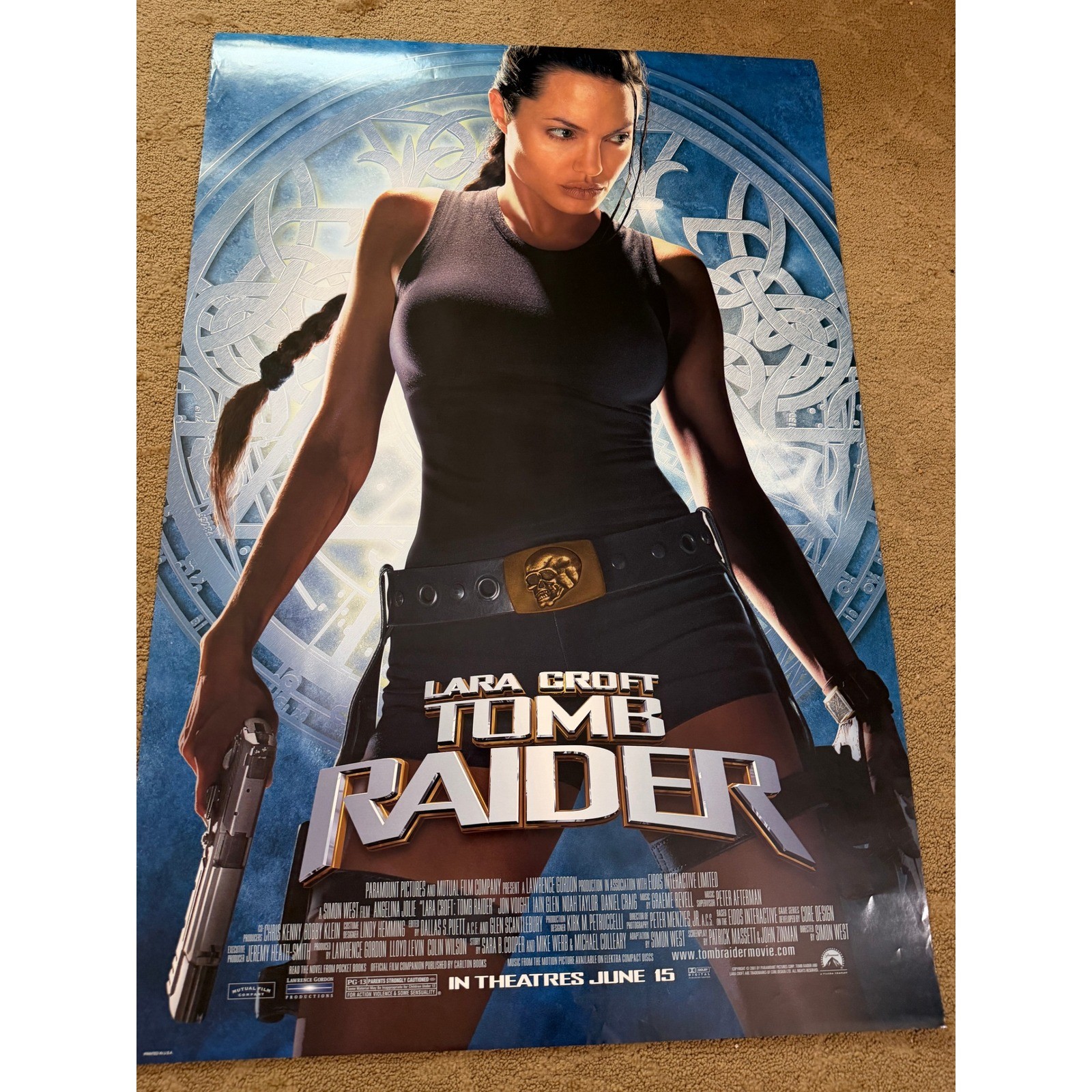 Lara Croft Tomb Raider 2001 Movie Poster Angelina Jolie Original 24×35.5 Double