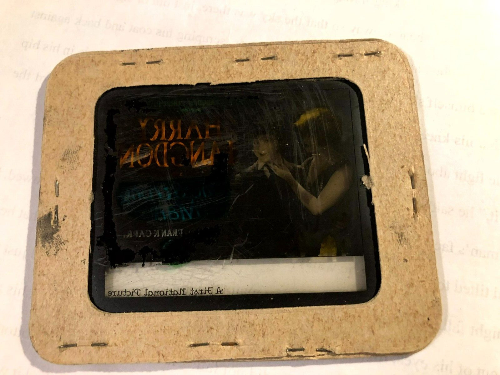 Harry Langdon Very Rare Magic Lantern Glass Movie Slide ’26 Langdon Strong Man