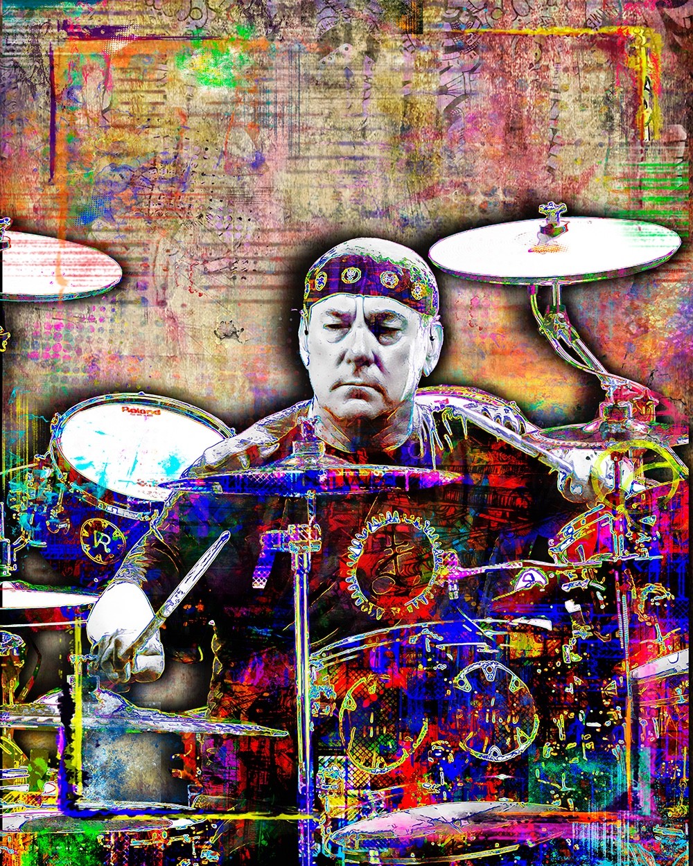 RUSH DRUMMER NEIL PEART 16x20in Poster Neil Peart Art Print Free Shipping US