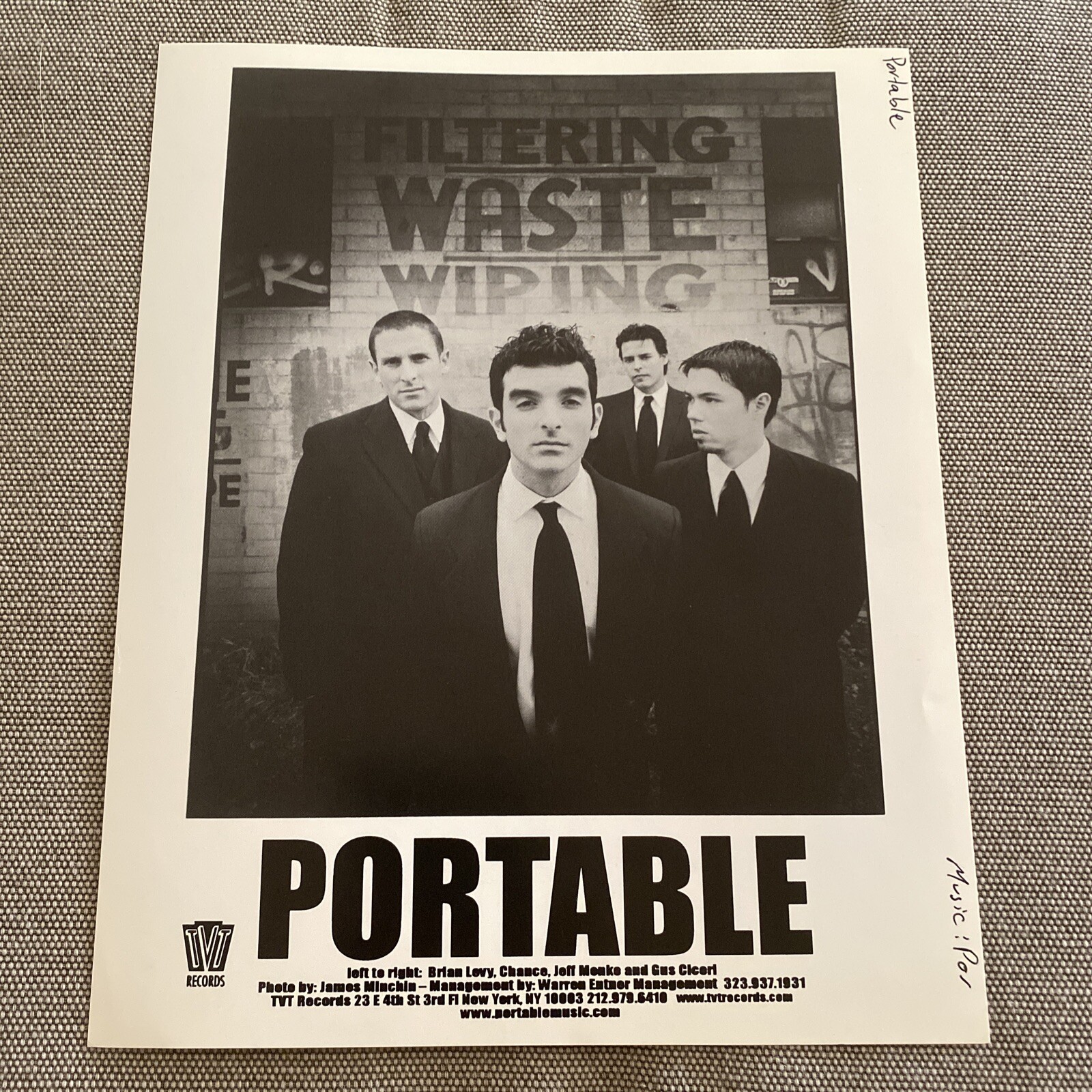 Portable Press Photo 8×10”. Brian Levy, Chance, Gus Ciceri . TVT Records.
