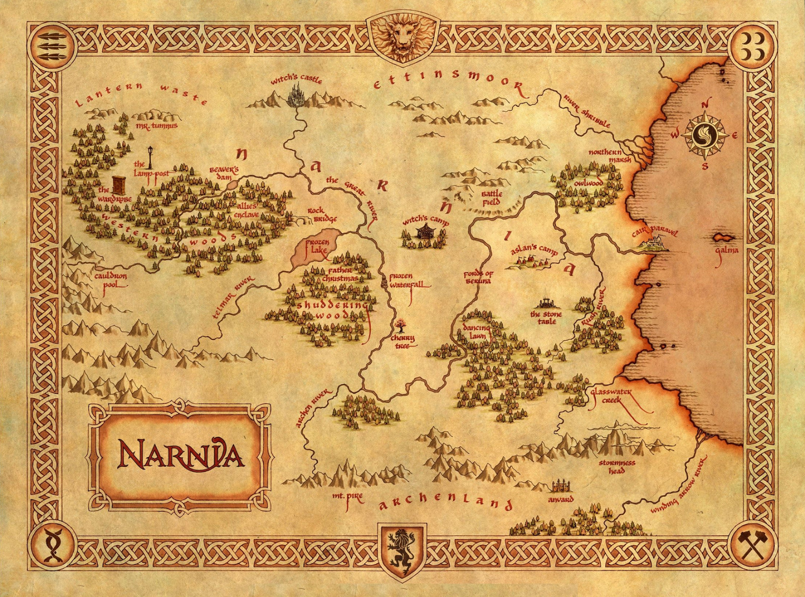 Chronicles Of Narnia Map Of Narnia Lion Witch And The Wardrobe Prop/Replica 🦁