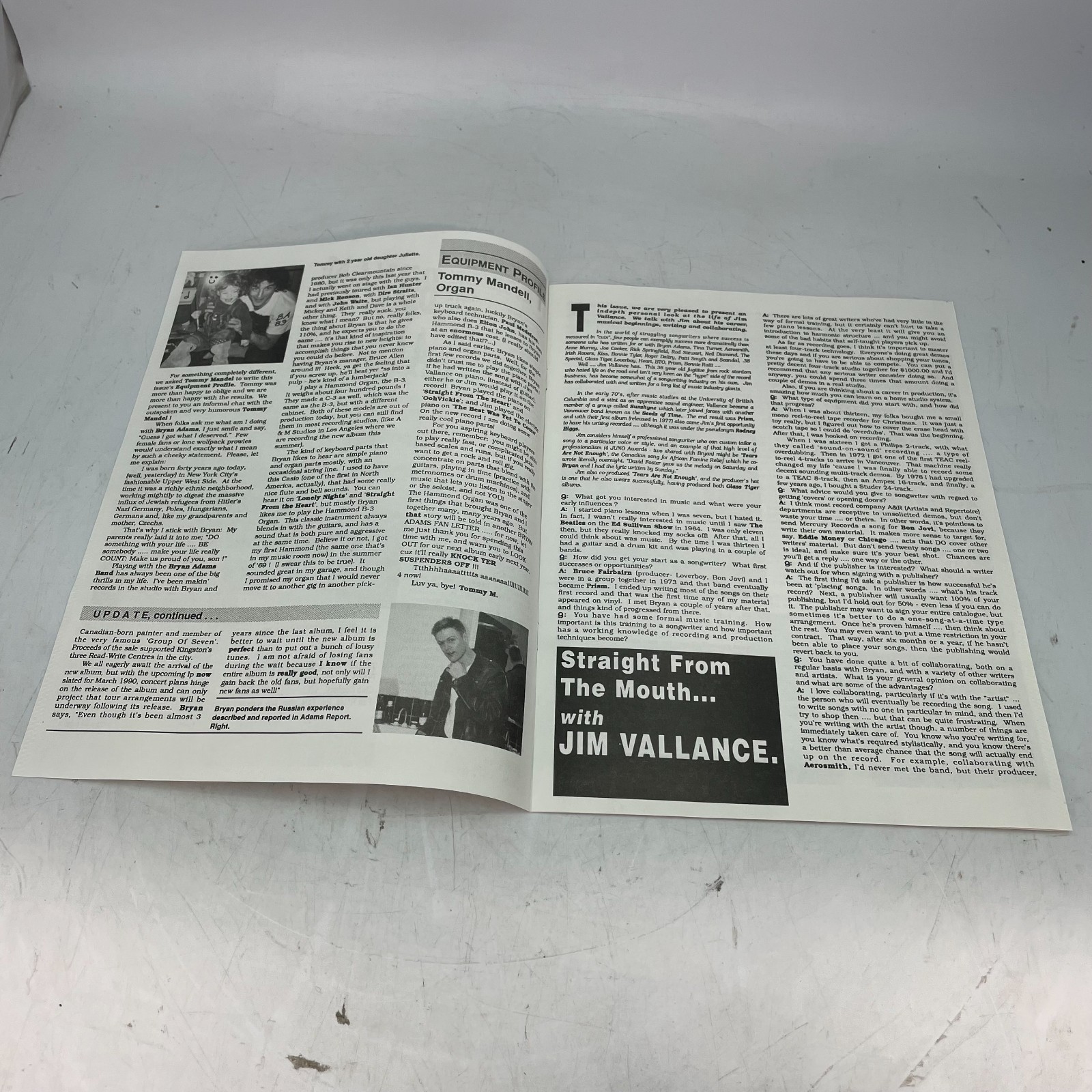 Bryan Adams Official Fan Club Ephemera Merch Order Sheet Magazine 1989