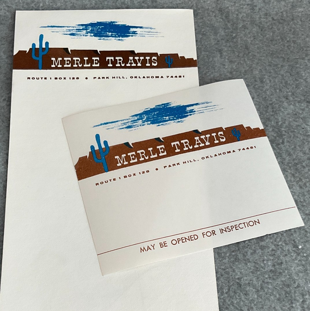 Lot of Merle Travis Guitar Player Personal Envelop & Note Pad, Park Hill Oklahom