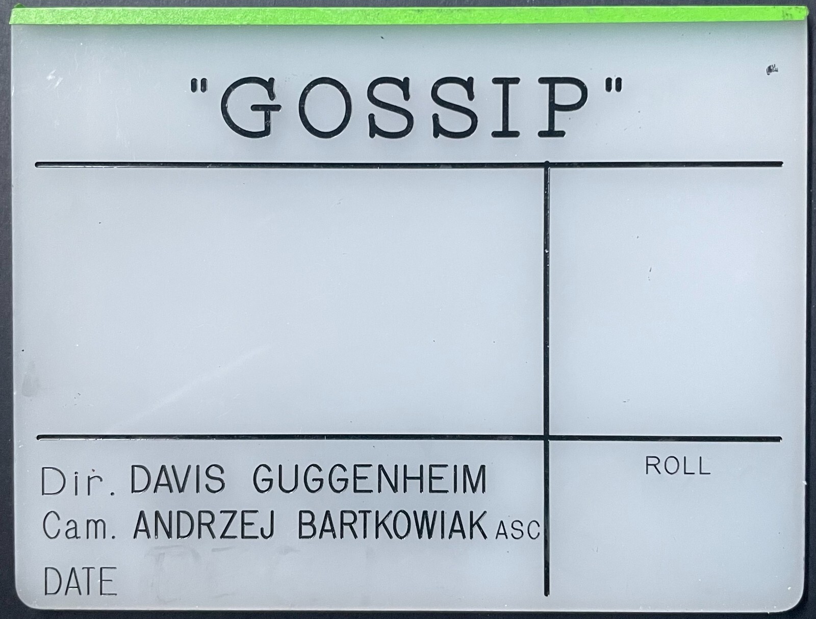 2000 Gossip Set Used Film Insert Slate Thriller Movie Guggenheim Kate Hudson