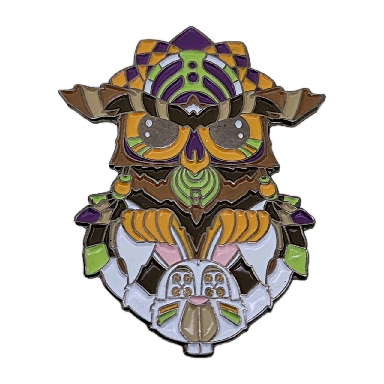 Bassnectar Bass Drop Owl Totem UV Enamel Pin Festival Art #074 Dual Post 2014