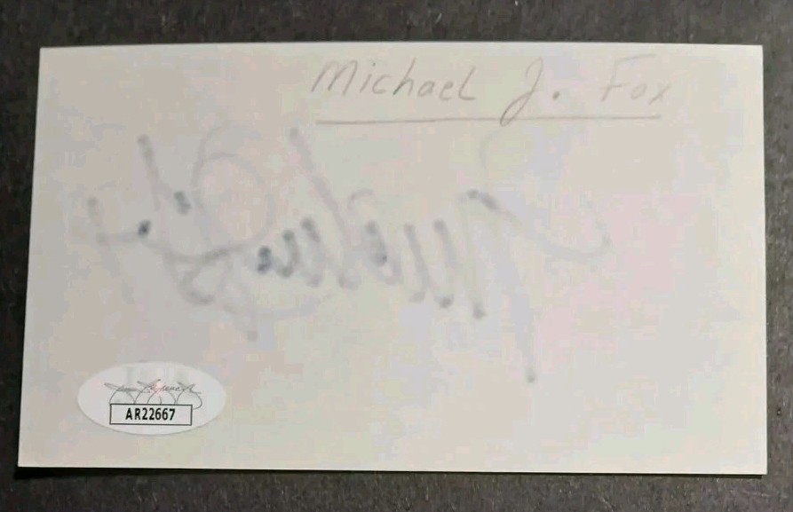 MICHAEL J. FOX – SIGNED 3×5 Index – “MARTY McFLY” BACK TO THE FUTURE – JSA CERT.