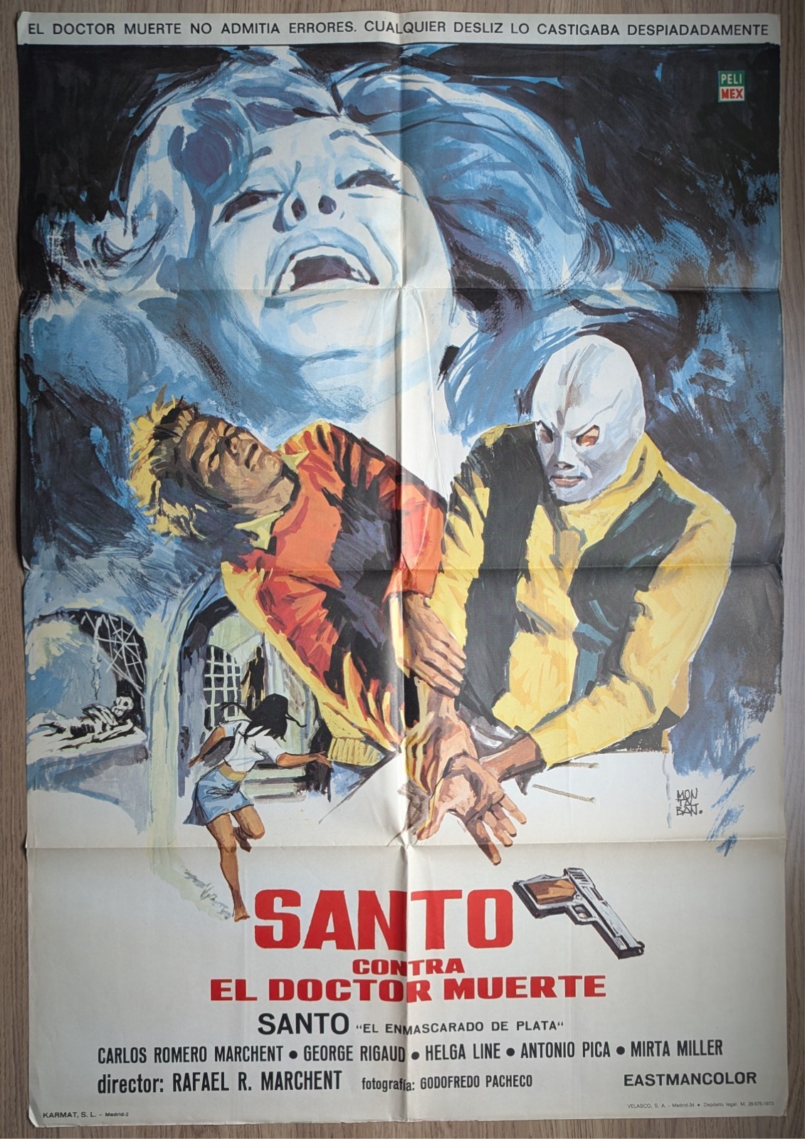 Santo vs Dr. Death Mexican Horror Movie Poster Contra El Doctor Muerte Original