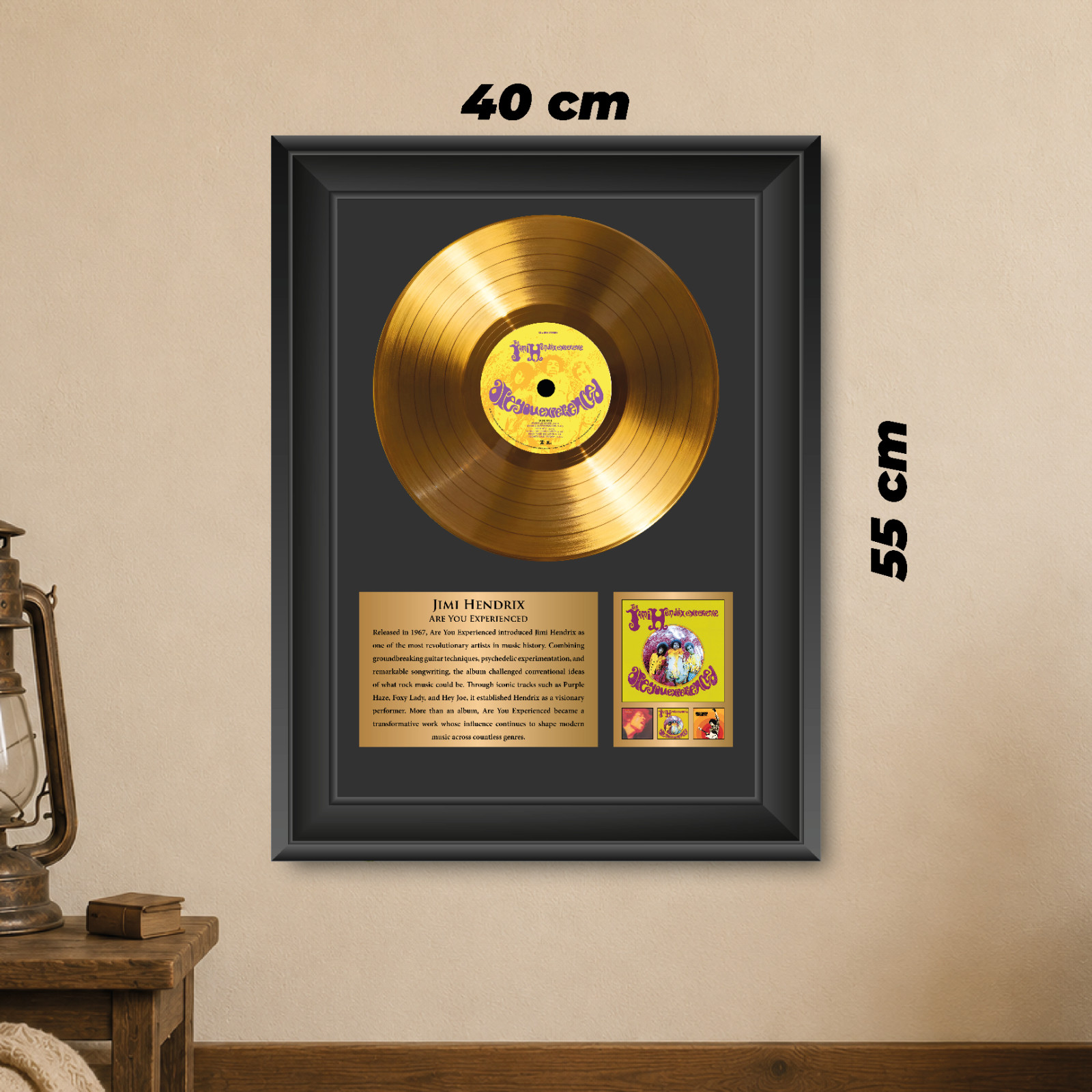 Gold Plated Jimi Hendrix Vinyl Record Framed Display Music Memorabilia Gift