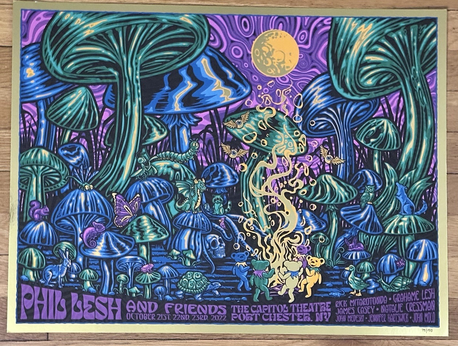 Phil Lesh and Friends Capitol Theatre Gold Foil Poster 10/21-23/22 Todd Slater