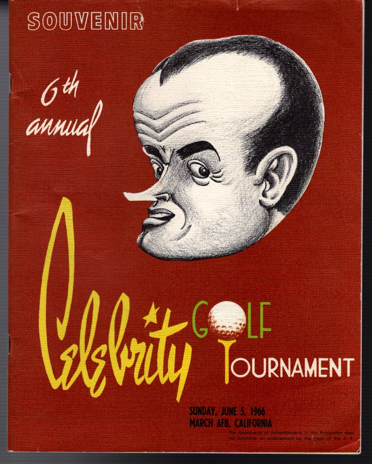 1966 CELEBRITY GOLF TOURNAMENT March AFB, Souvenir Program Book
