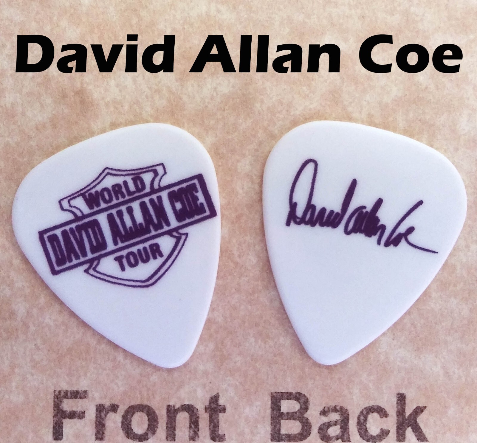 David Allan Coe 2-sided signature Novelty guitar pick (S-2377)