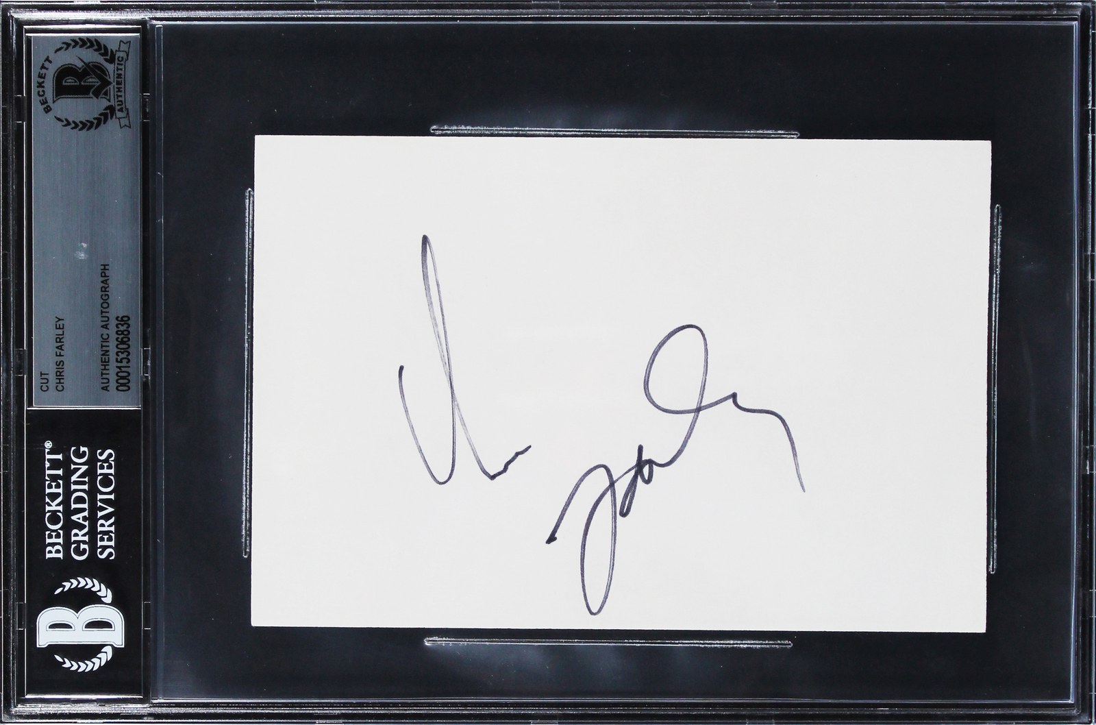 Chris Farley Tommy Boy Authentic Signed 4×6 Cut Signature BAS Slabbed