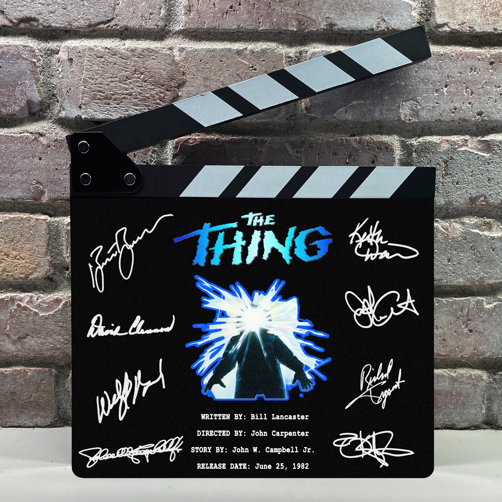 The Thing Facsimile Signed Movie Clapboard – 80s Sci-Fi Horror Memorabilia Decor