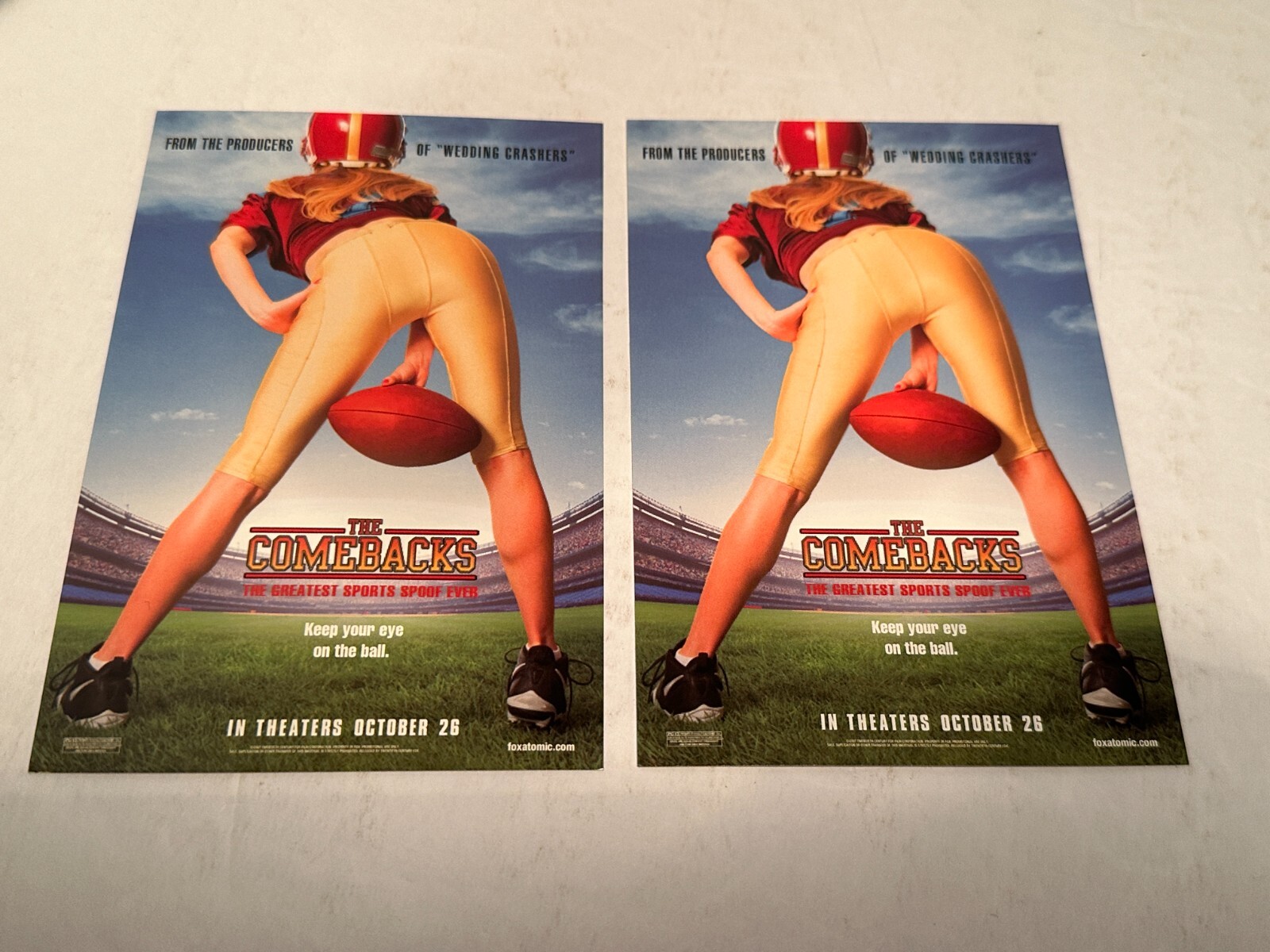 THE COMEBACKS movie lot of 2 US promo postcards 2007 Sports Comedy