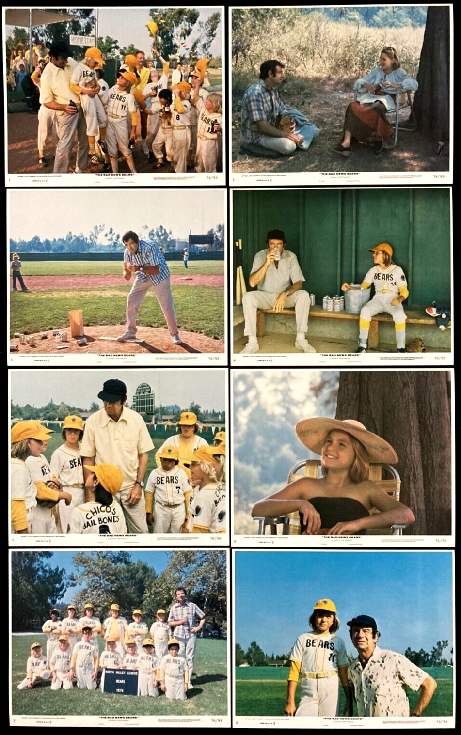 BAD NEWS BEARS Original Movie Lobby Card Set Walter Matthau Baseball Comedy