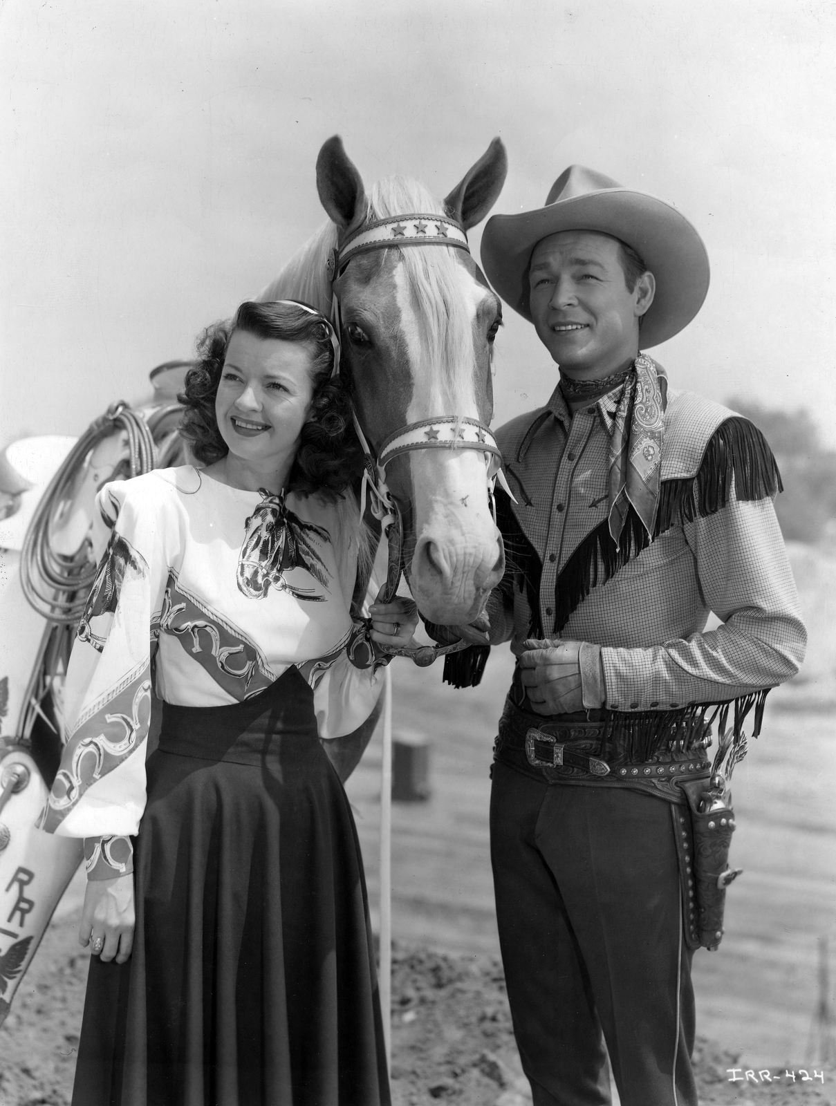 Roy Rogers Dale Evans And Trigger Black And White 8×10 Photo Print