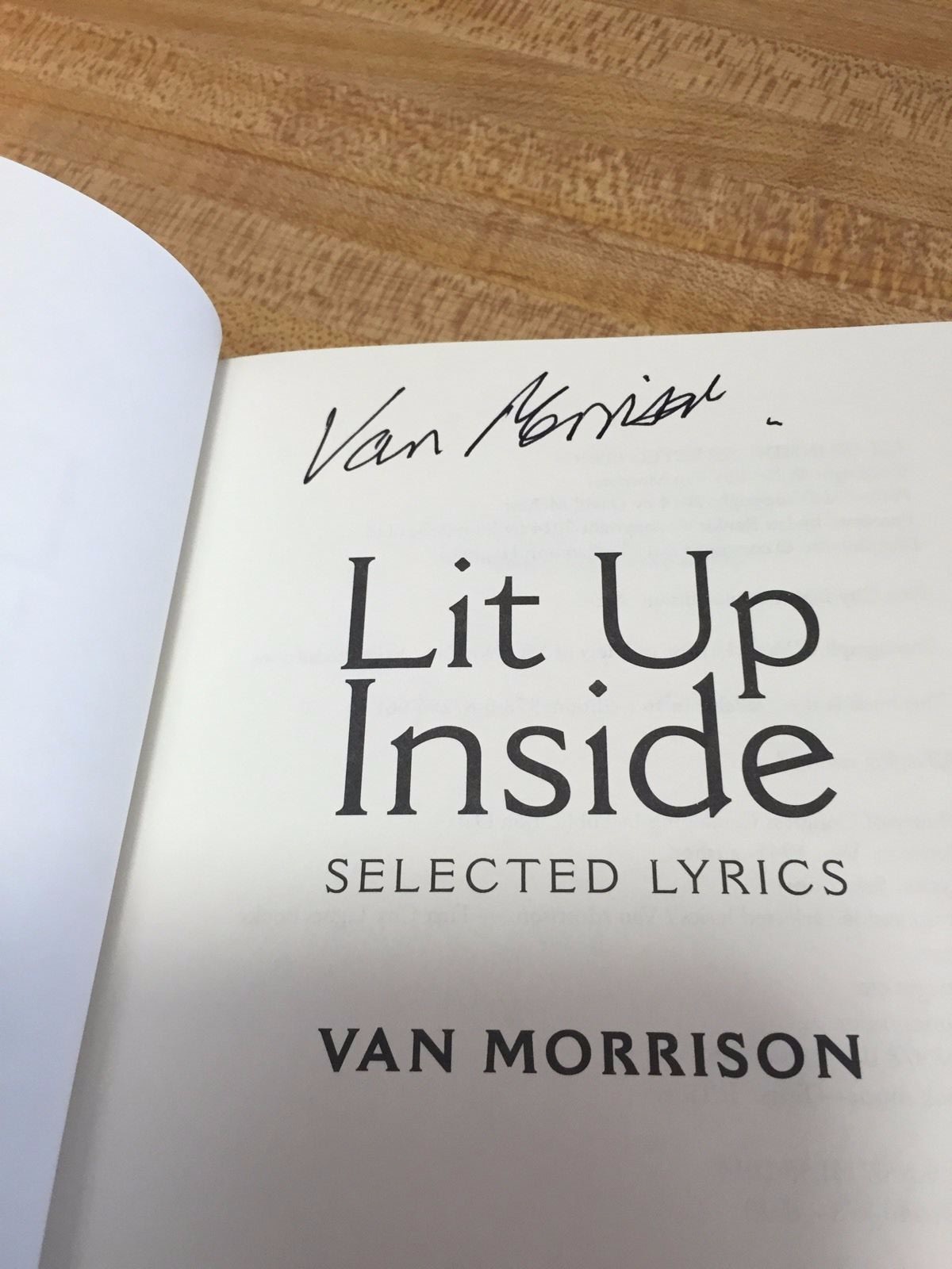 Lit Up Inside Van Morrison Signed