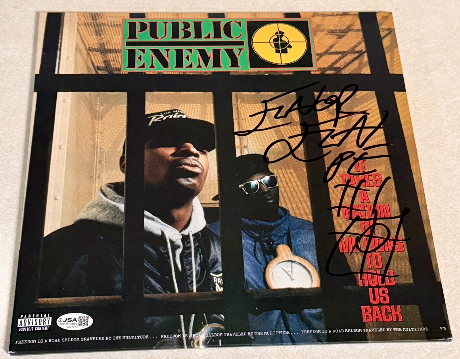 FLAVOR FLAV PUBLIC ENEMY Signed IT TAKES A NATION VINYL JSA CK91973 AUTHENTIC￼