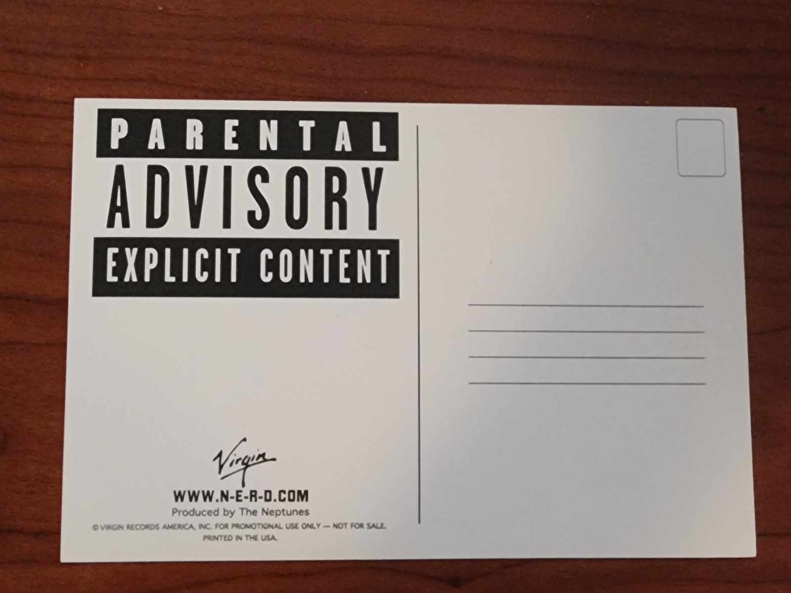 N.E.R.D. Promo Sticker/Postcard