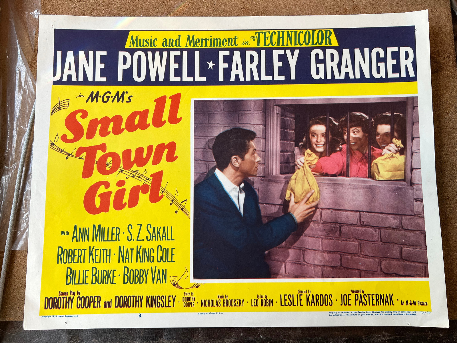 Small Town Girl 1953 MGM 11×14″ lobby card Farley Granger Beverly Willis