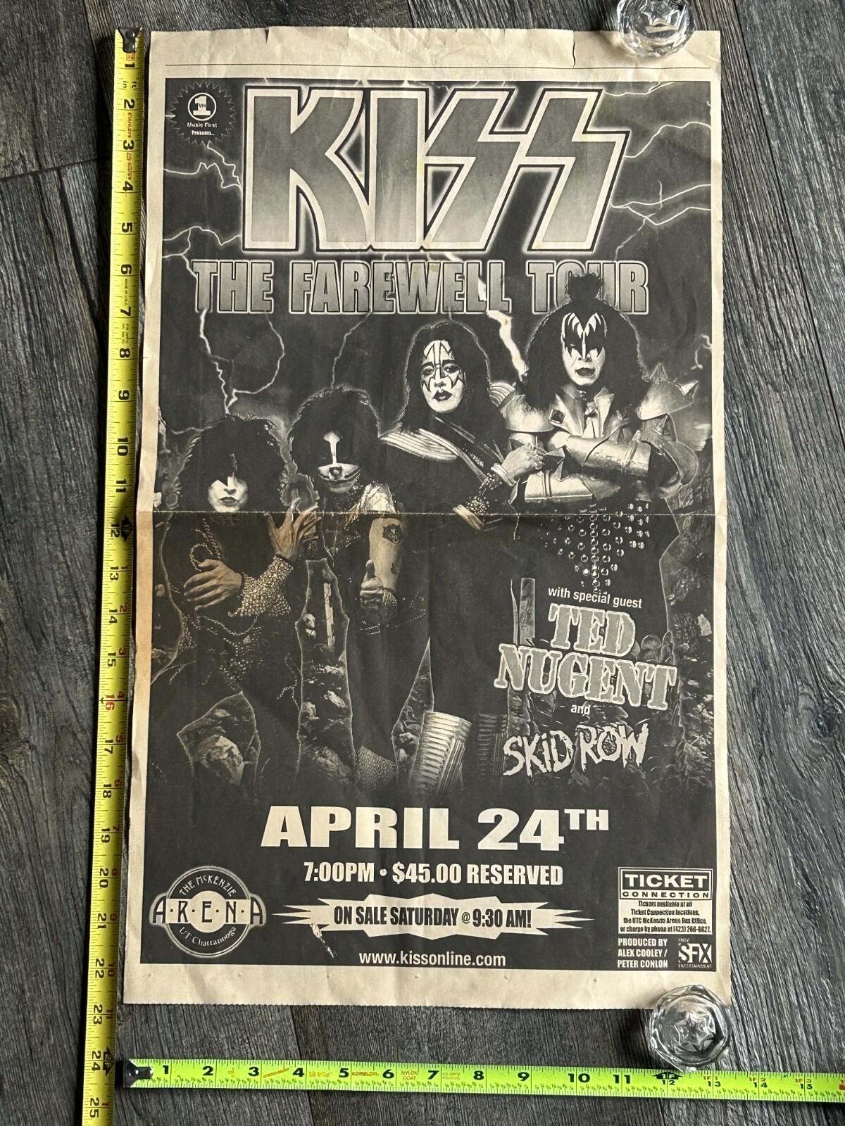 KISS Concert Poster Farewell Tour Chattanooga TN Apr 24 2000 Vintage Kiss 13×23