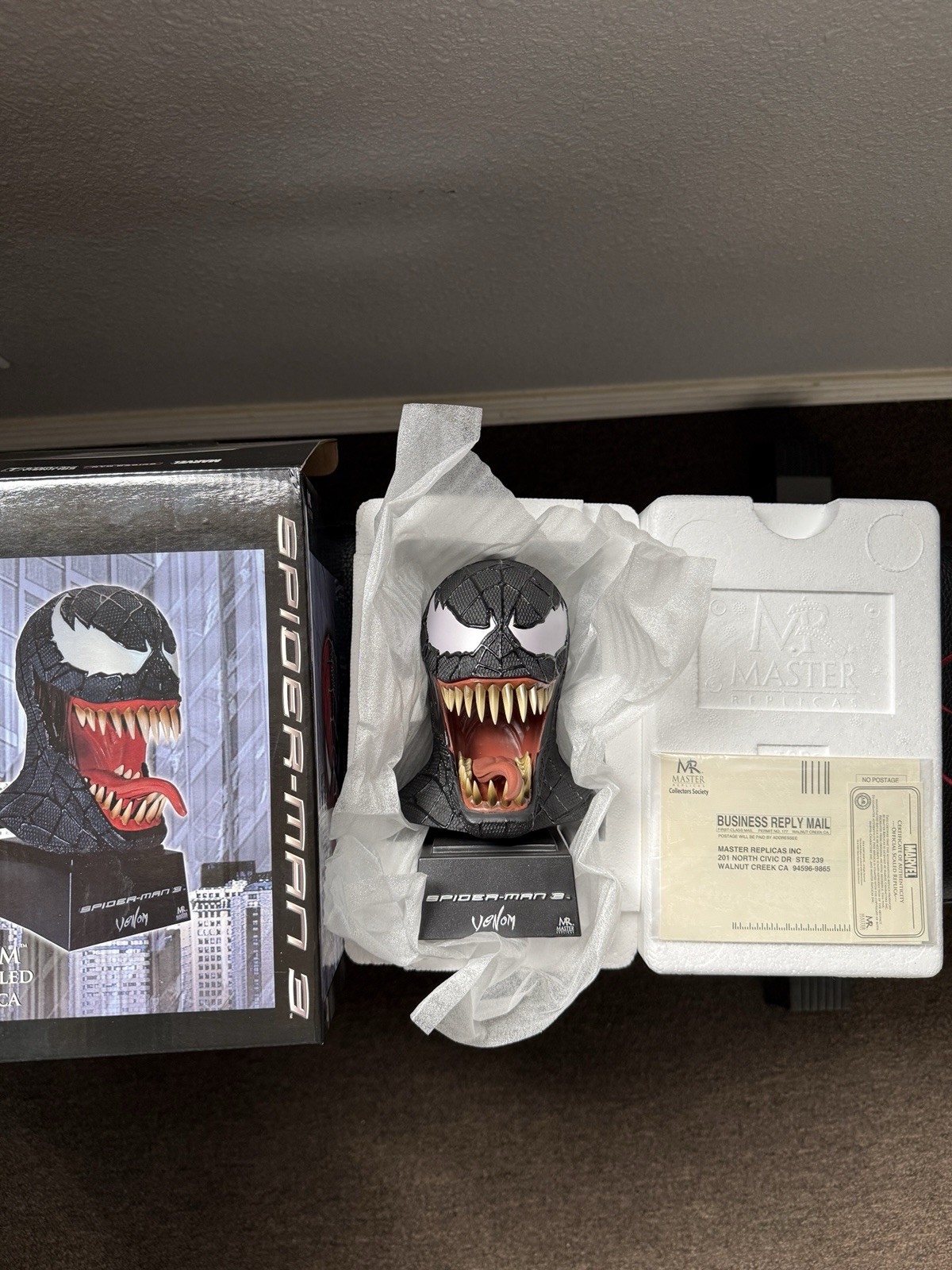 Master Replicas Spider-Man 3 Venom Mask Scaled Replica Display Bust w/ Stand Box