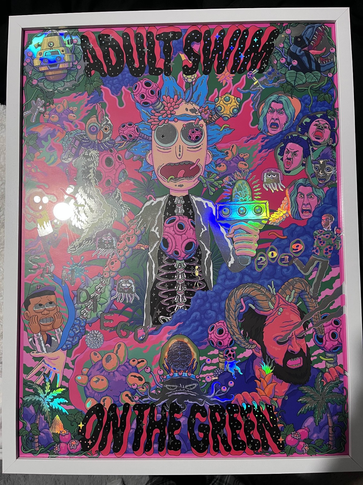 Rick & Morty Holographic Adult Swim In The green San Diego Comic Con 2019 Poster