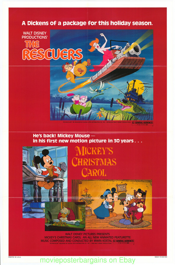 THE RESCUERS / MICKEYS CHRISTMAS CAROL MOVIE POSTER R83