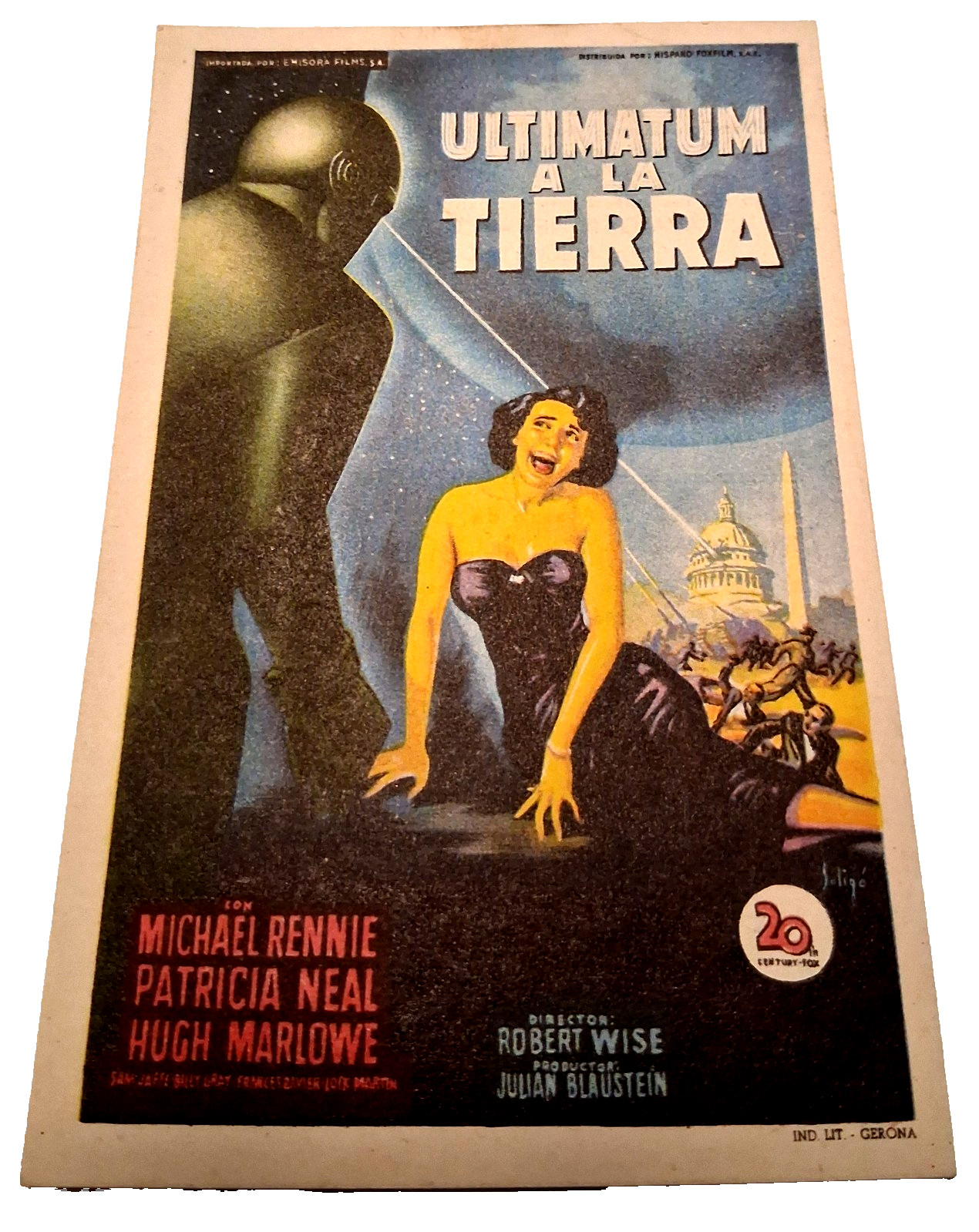 1951 Day The Earth Stood Still Original Movie Poster 4×5 Herald Spain Cult 1952