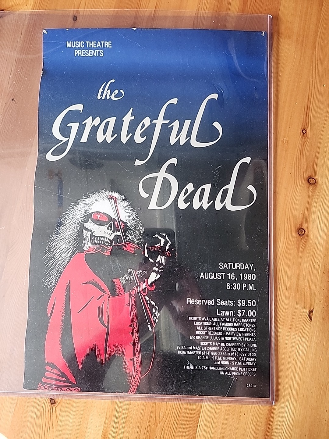Grateful Dead 1980 Music Theatre Concert Poster 19×12 RARE