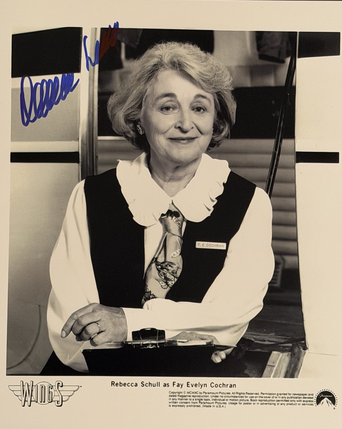 Rebecca Schull Signed Wings 8×10 Photo 90s Sitcom