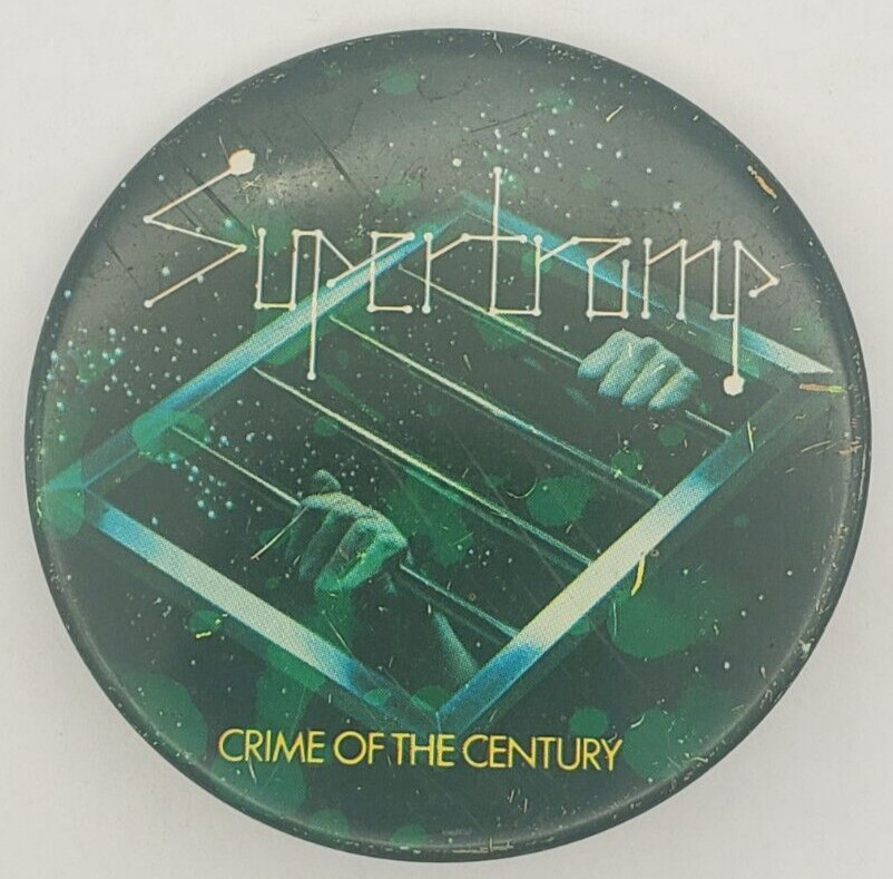 Vintage 1974 Supertramp Crime of the Century Promotional Pinback Button