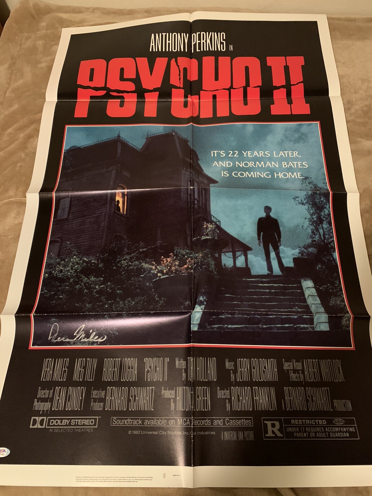 Vera Miles Autographed Original One Piece Style Psycho 2 Poster Signed PSA/DNA