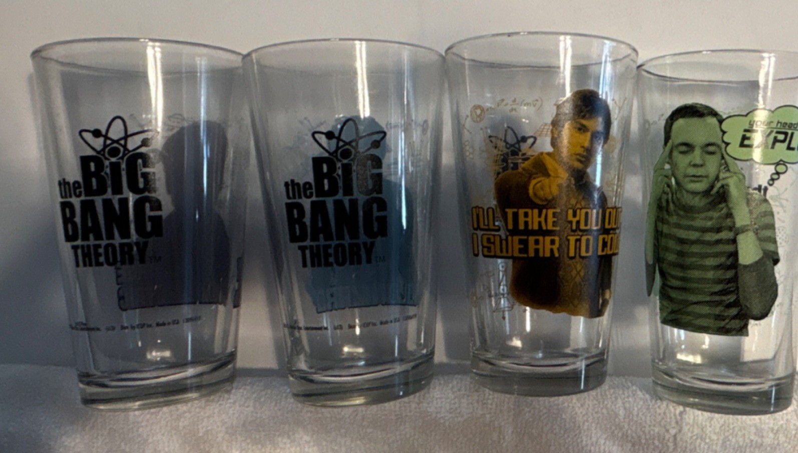 The Big Bang Theory Original Set of 4 Glasses with Character Designs TV Show