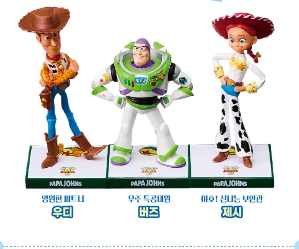 Toy Story 5 X Papa Johns Pizza Woody Jessie and Buzz Figures SET /Korea Limited