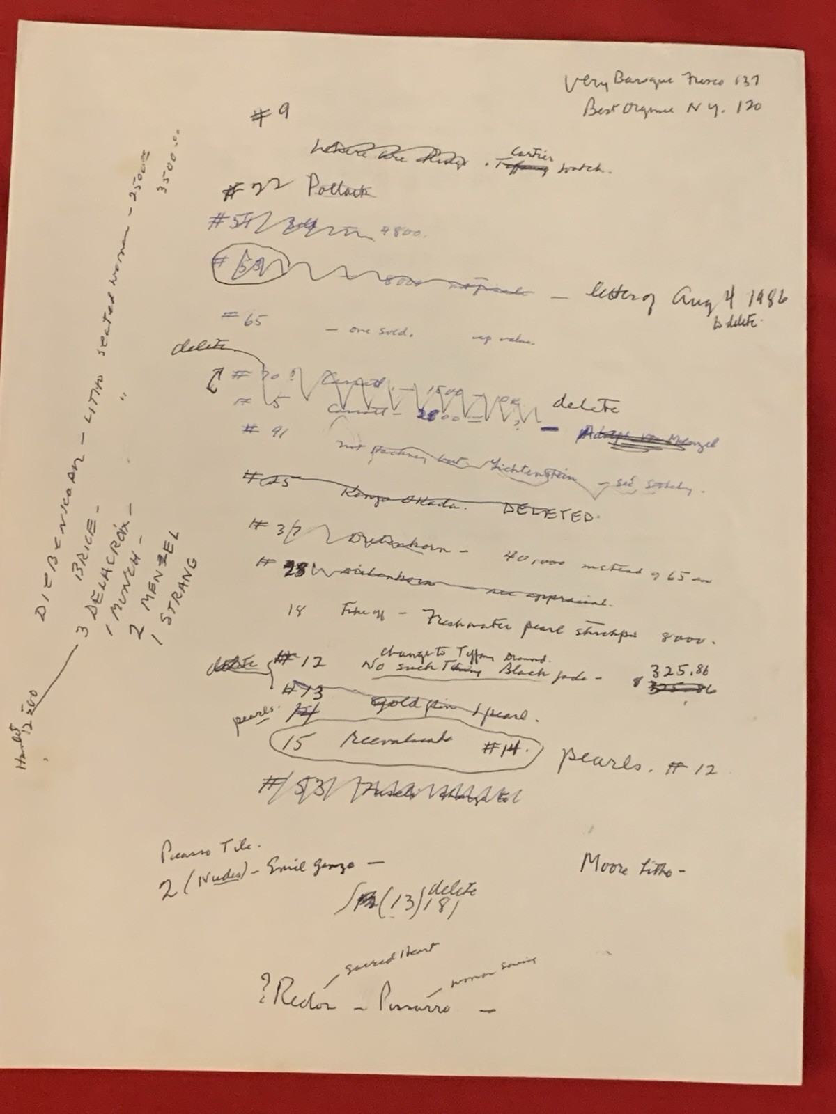 Vincent Price Estate End Of Life List Of Assets & Gifts 13j
