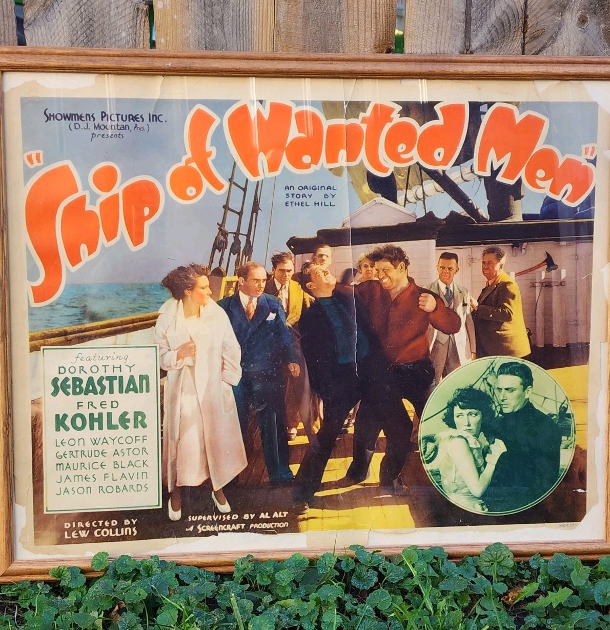 Vtg 1933 Framed Original Release Ship of Wanted Men Movie Poster 30″ × 24″ *RARE