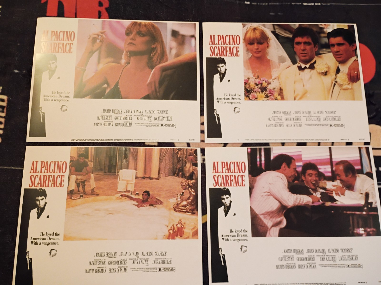 Scarface (’83) Original Fine/NM Lobby Card LC Set 11×14 RARE Al Pacino De Palma
