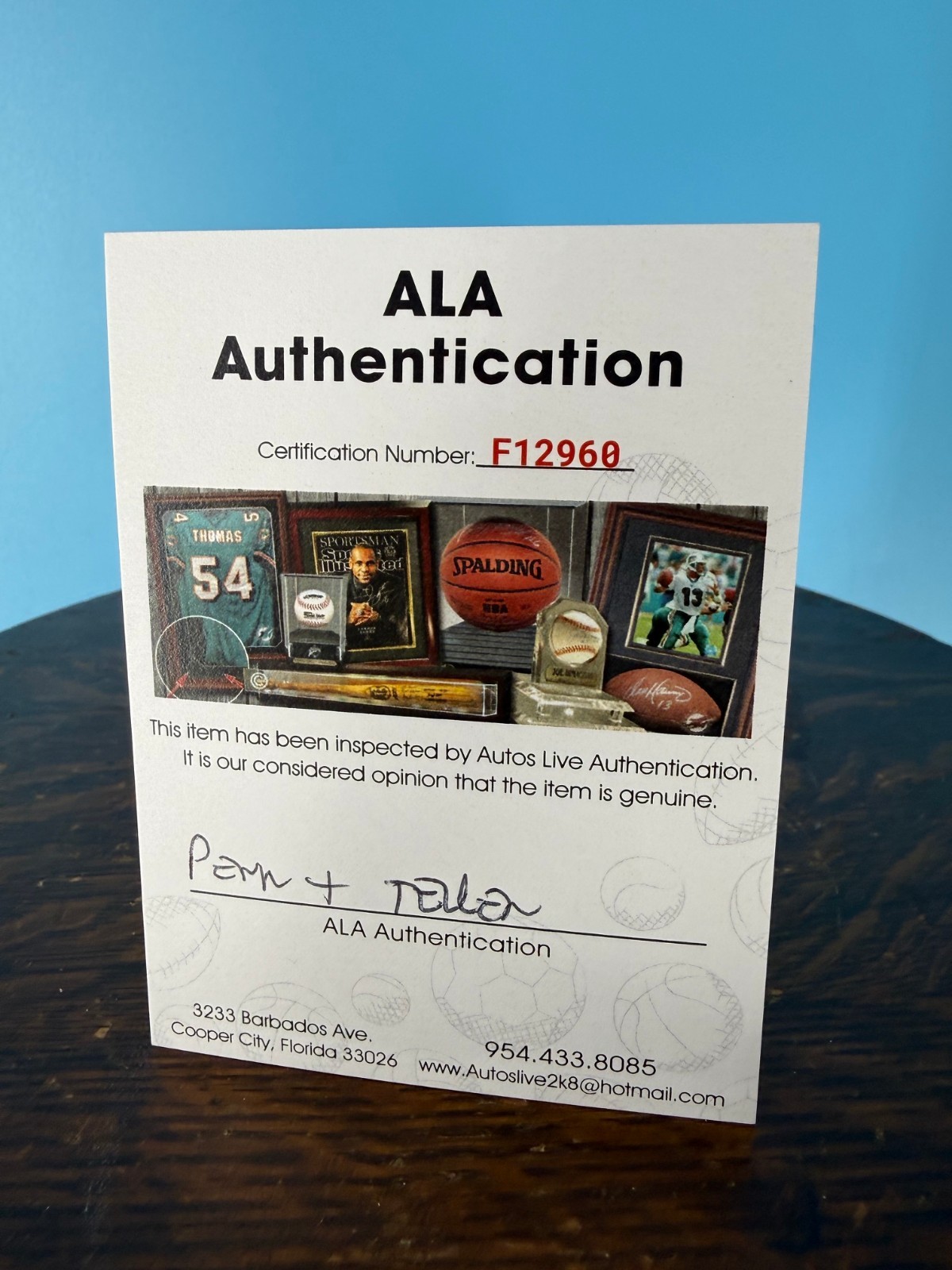 Penn & Teller Signed Playing Card 3 ALA Authenticated Excellent