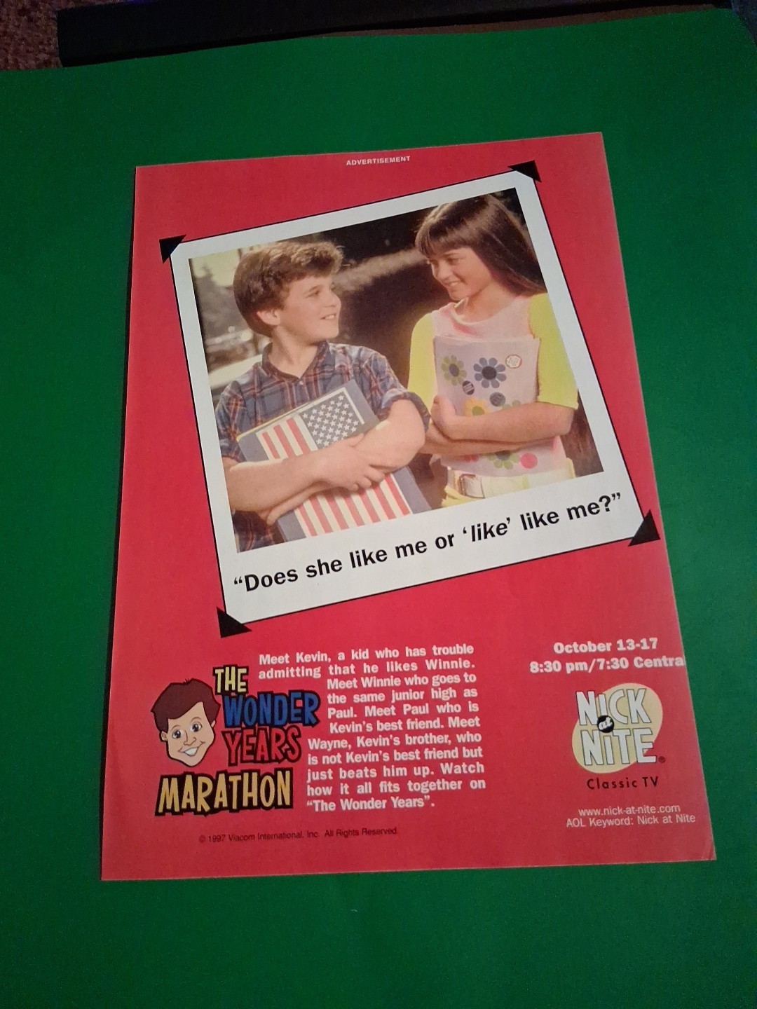 The Wonder Years Marathon Nick At Nite Vintage Print Ad 1997 8×11