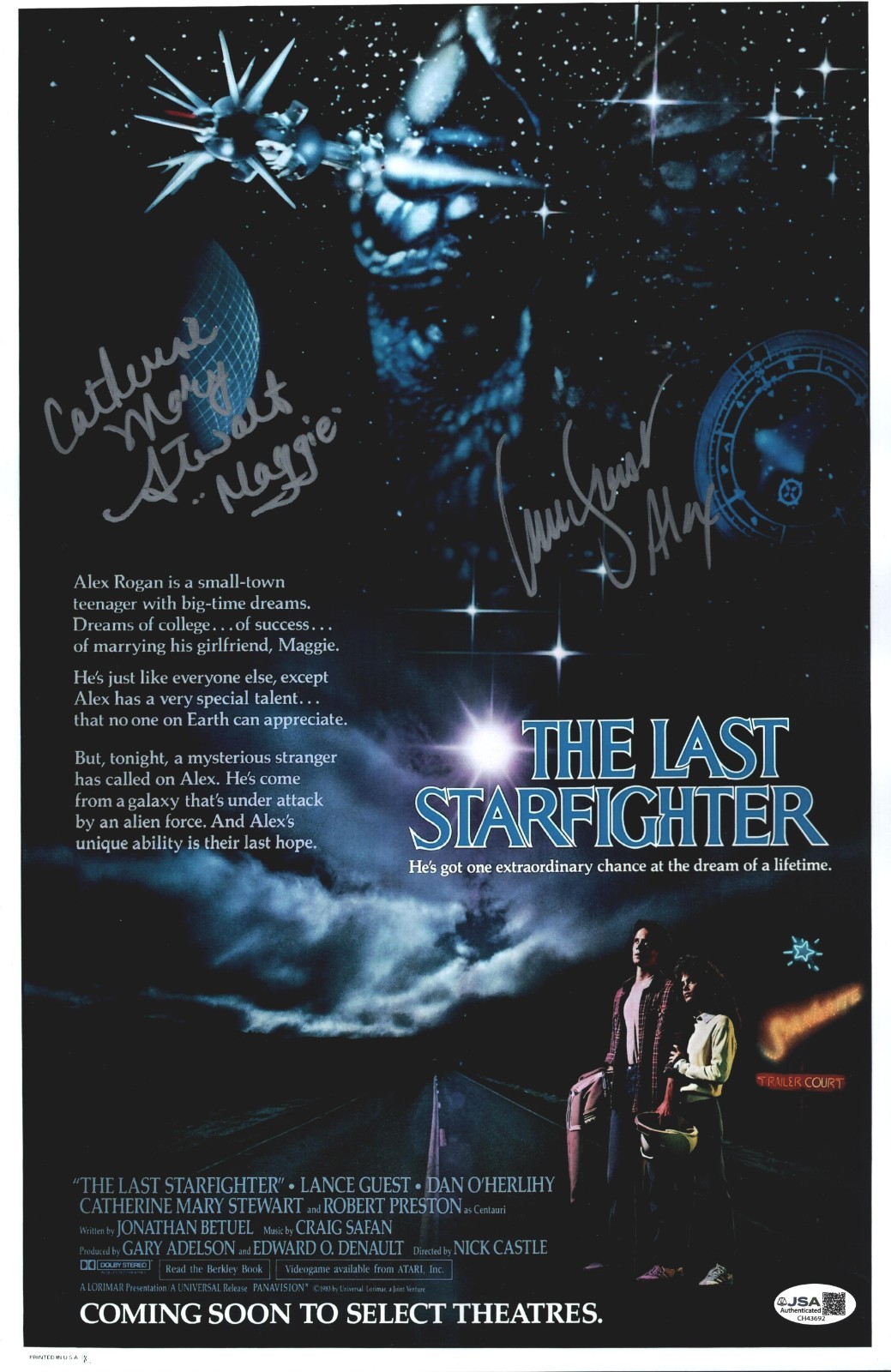 LANCE GUEST + 1 Signed THE LAST STARFIGHTER 11X17 Photo ALEX Autograph JSA COA