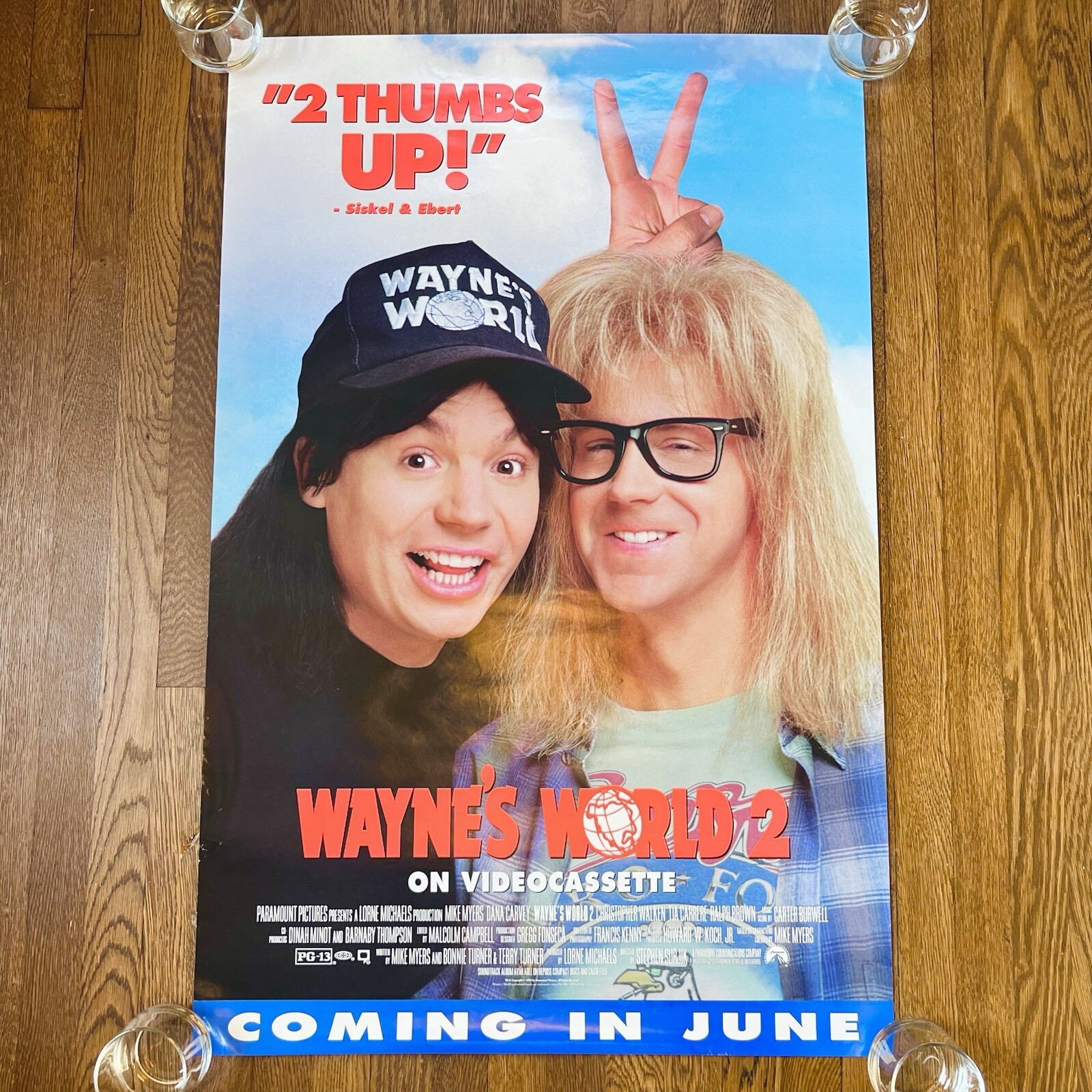 VTG Wayne’s World 2 Video Store Poster Videocassette “ Coming In June ” 27×42