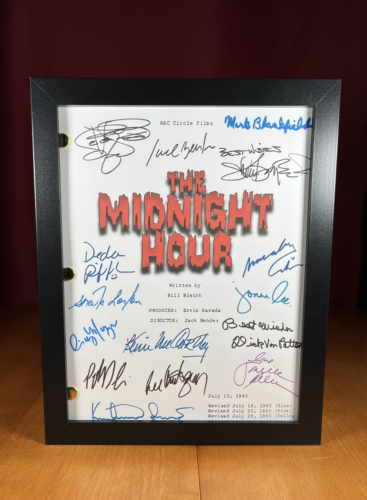The Midnight Hour Script Signed- Autograph Reprints- 99 Pages