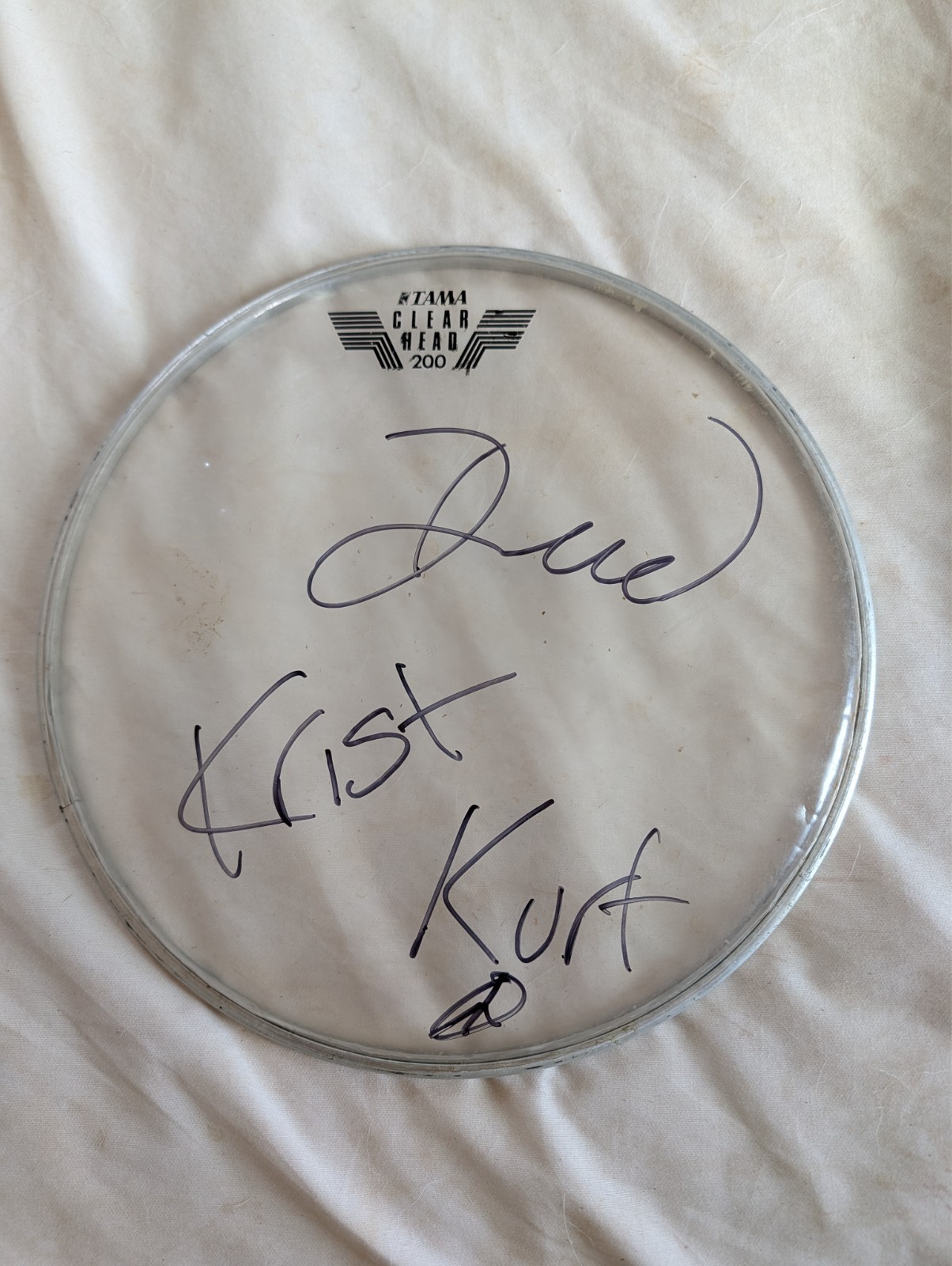 Nirvana autographed drumhead Kurt, krist, Dave